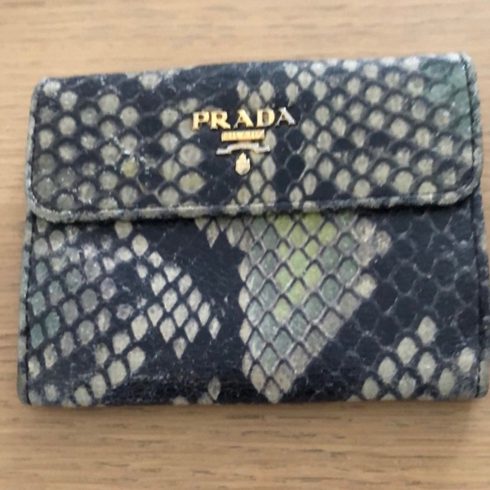 Authentic Prada Snake Embossed Leather Wallet